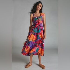 Farm Rio Macaw Bow Top Midi Dress XS